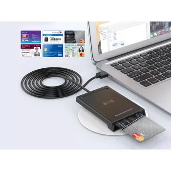 Conceptronic BIAN11B Divkāršās saskarnes viedkaršu lasītājs, USB 2.0, Tuva lauka komunikācija (NFC), 1 m, melns, 100 g