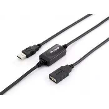 Equip USB 2.0 Type A aktīvais pagarinātāja kabelis, vīrišķais uz sievišķo, 10 m