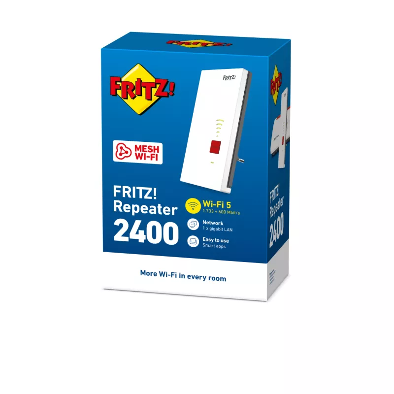 Bezvadu diapazona paplašinātājs AVM FRITZ!Repeater 2400 Edition International — 1733 Mbit/s, 1× Gigabit Ethernet, IEEE 802.11ac/n