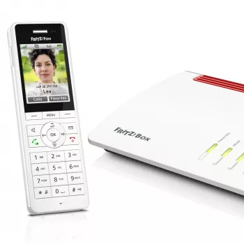 DECT bezvadu klausule FRITZ X6 balta International — skaļrunis, automātiskais atbildētājs, tālruņu grāmata 100 ierakstiem
