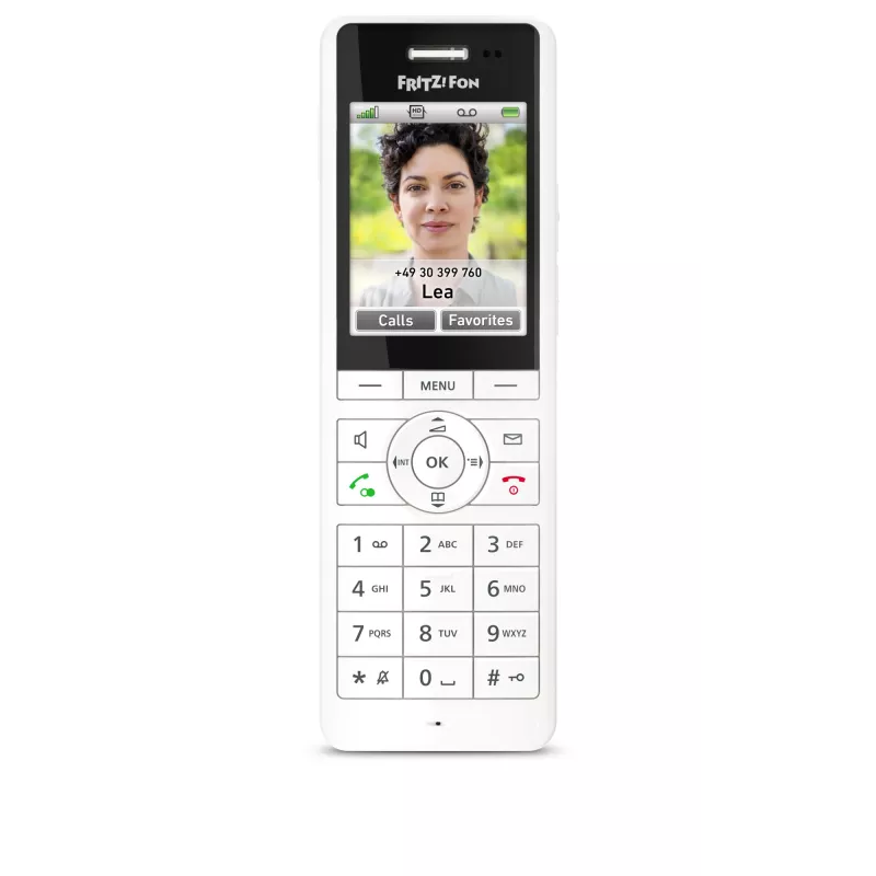 DECT bezvadu klausule FRITZ X6 balta International — skaļrunis, automātiskais atbildētājs, tālruņu grāmata 100 ierakstiem