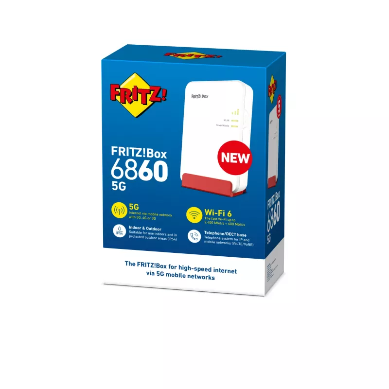Box FRITZ! 6860 5G Edition International bezvadu maršrutētājs Gigabit Ethernet Divjoslu (2.4 GHz / 5 GHz)
