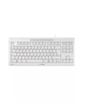Klaviatūra Cherry STREAM TKL vadu USB QWERTZ Šveices balta, šķērveida slēdži, 94 taustiņi, 1,8 m kabelis