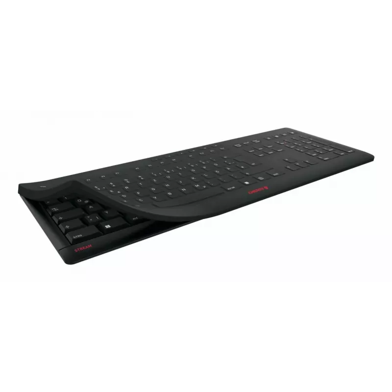 Contour Design STREAM PROTECT WIRELESS, pilna izmēra (100%), bezvadu, RF bezvadu, šķērveida taustiņu slēdzis, QWERTY, melns