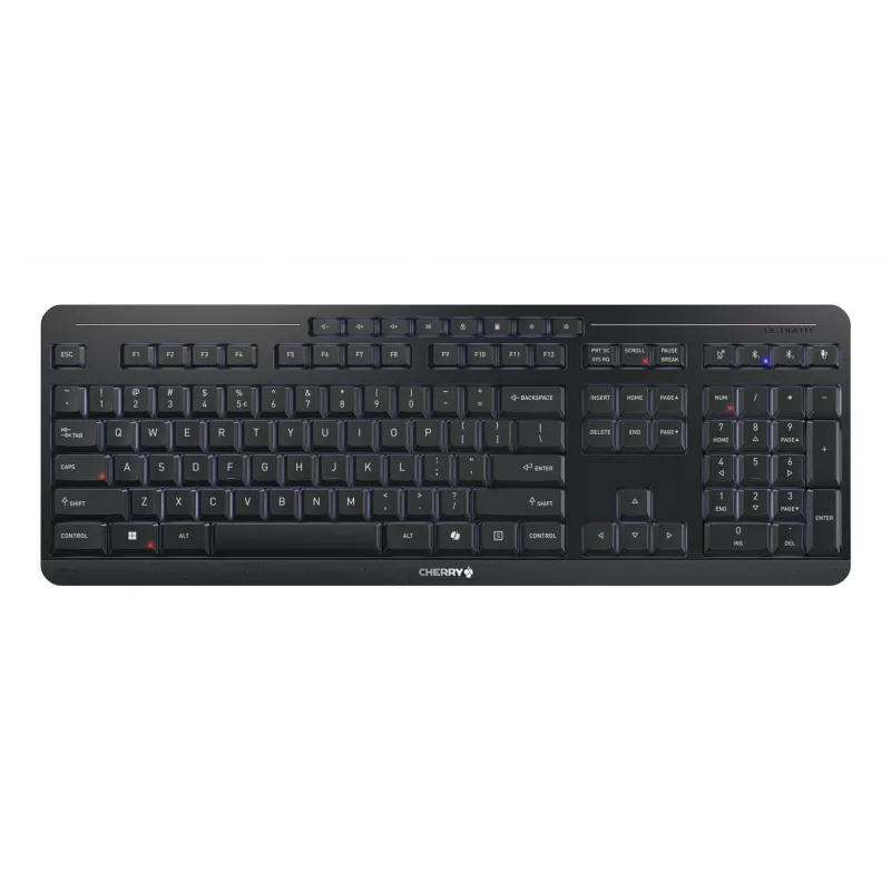 CHERRY Stream galddatora premium tastatūra ar peli, mājai/birojam, USB + RF bezvadu + Bluetooth, QWERTY, angļu, melna