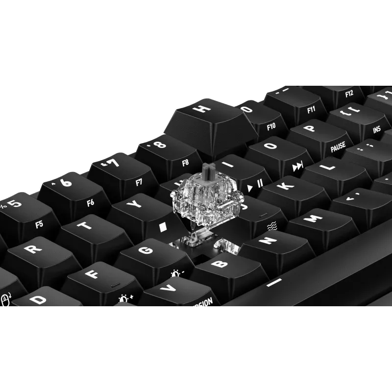 Mehāniska spēļu tastatūra Cherry K5 Pro TMR Compact — 65% izkārtojums, QWERTZ, RGB fona apgaismojums, USB vadu savienojums, 2 m kabelis, melna/oranža