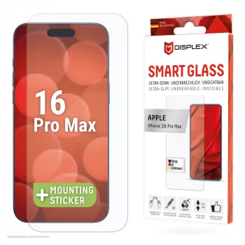 Displex Smart Glass (9H) Apple iPhone 16 Pro Max, montāžas uzlīme, neplīstošs