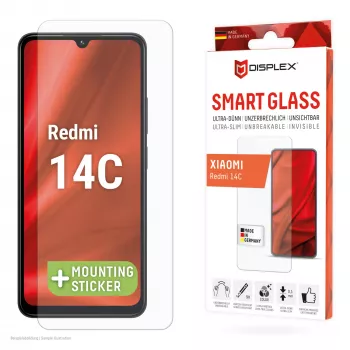 Displex Smart Glass (9H) priekš Xiaomi Redmi 14C, montāžas uzlīme, nesalaužams
