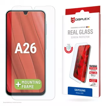 Displex ekrāna aizsargstikls (10H) Samsung Galaxy A26, EASY-ON® Eco montāžas rāmis, izturīgs pret skrāpējumiem