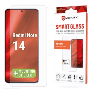 Displex Smart Glass (9H) Xiaomi Redmi Note 14, montāžas uzlīme, neplīstošs