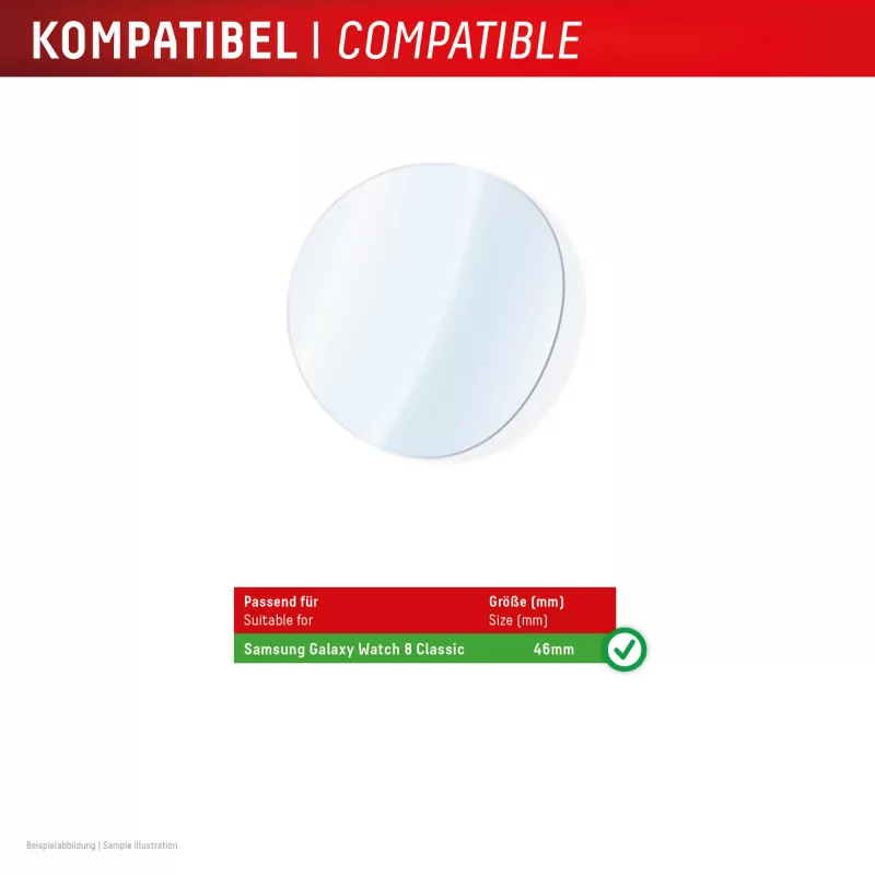 Ekrāna aizsargs e.v.i. Displex 9H Glass Galaxy Watch 8 (46 mm) — 2 gab., īpaši plāns, bezmalis, pret traipiem