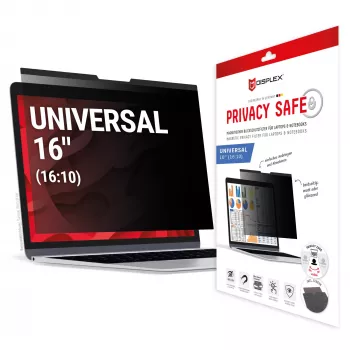 Privātuma filtrs e.v.i. Displex PRIVACY SAFE magnētisks 2 virzienu 16 collu (16:10) klēpjdatoram / piezīmjdatoram, bez rāmja, spīdīgs/matēts, 3H