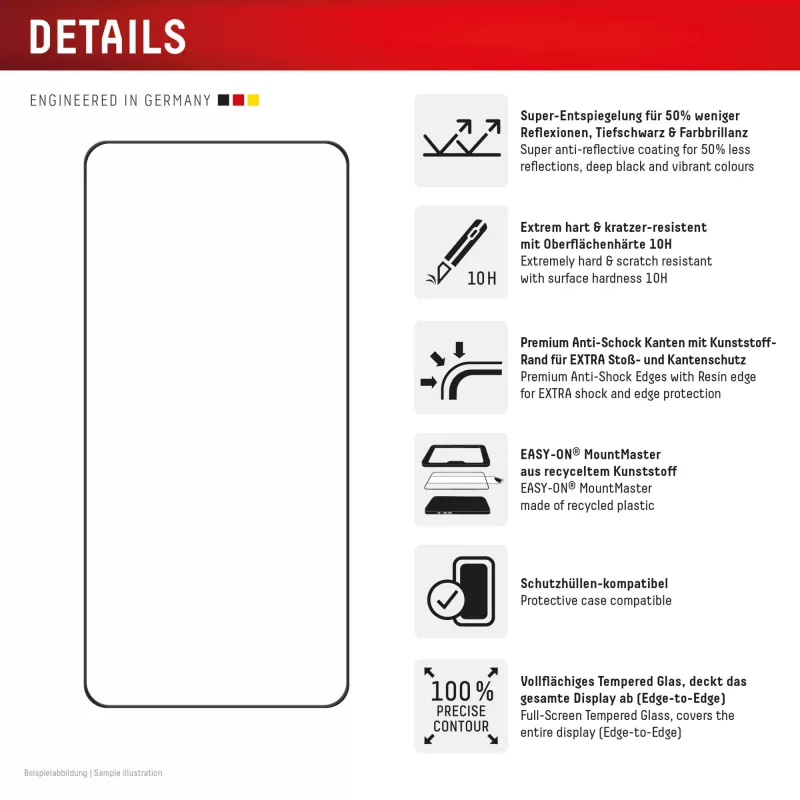 Displex Premium ekrāna aizsargstikls (pilns pārklājums, 10H) Samsung S26 Ultra, pilns pārklājums