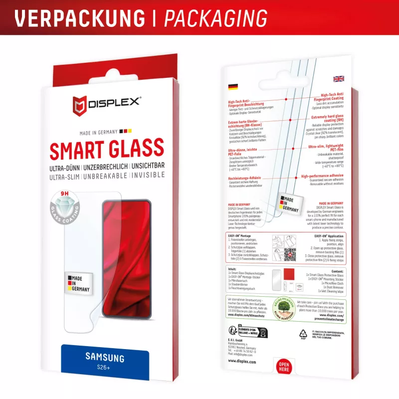 Rūdīta Smart Glass ekrāna aizsargplēve e.v.i. Samsung Galaxy S26+ (9H), caurspīdīga, sausā uzstādīšana, 1 gab.