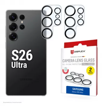 Pilnībā nosedzošs kameras lēcas stikls Galaxy S26 Ultra, e.v.i., rūdītais stikls 10H, aizsardzība pret putekļiem/triecieniem/skrāpējumiem, ātrā uzstādīšana, 2 gab. komplektā