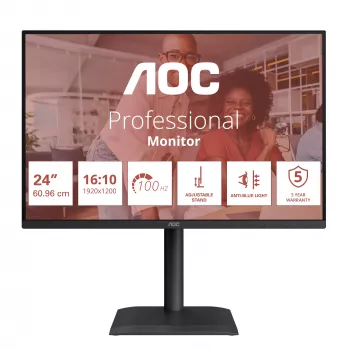 AOC E4 X24E4U datora monitors 61 cm (24 collas) 1920 x 1200 pikseļi Full HD LED Melns