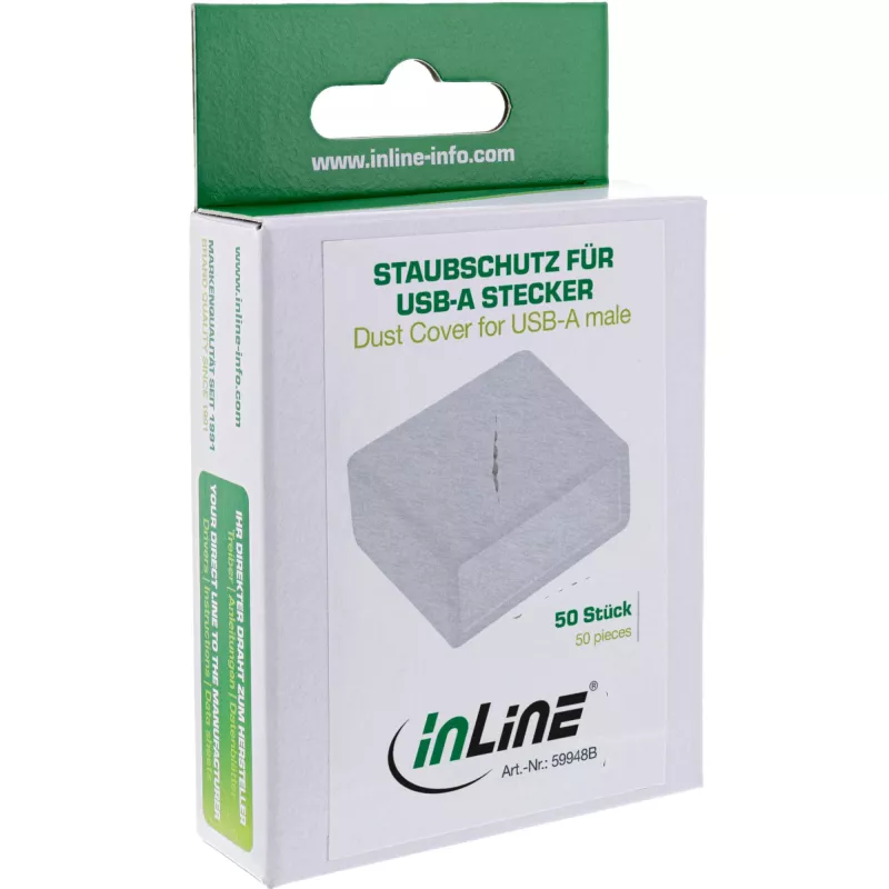 InLine putekļu aizsargvāciņš USB-A spraudnim, balts, 50 gab.