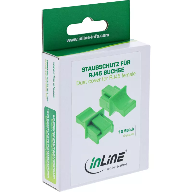 InLine putekļu aizsargvāciņš RJ45 ligzdai, zaļš, 10 gab.