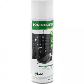 Tīrīšanas aerosols InLine Power De-Duster datoram/serverim — augstspiediena 400 ml, ekrāniem un plastmasām