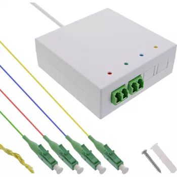 InLine FTTH pieslēguma kārba rūpnīcā montēta 4x LC/APC 9/125µm 30m