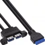 InLine 33390K iekšējais USB 3.2 Gen 1 kabelis, mātesplate uz 2x USB-A ligzda, 0,45 m