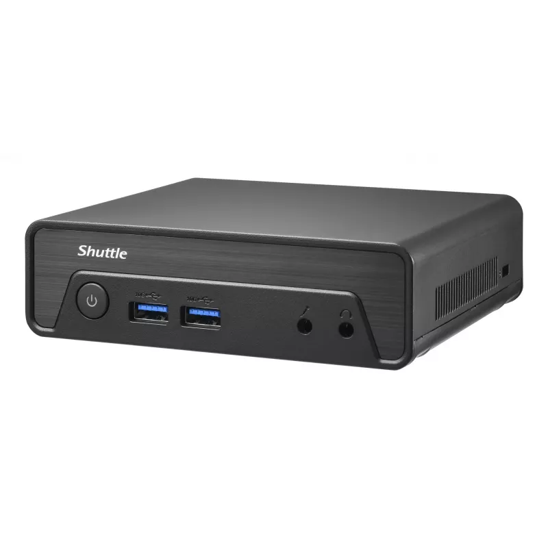Shuttle Nano PC NE1010XA, Intel N 100, 8 GB DDR4, 250 GB M.2, 1x HDMI, 1x DP, 6x USB, 1x LAN, bez ventilatora, 24/7 nepārtraukta darbība, komplektā VESA