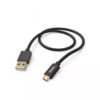 Hama Fabric USB kabelis USB 2.0 1,5 m USB A Micro-USB B Melns