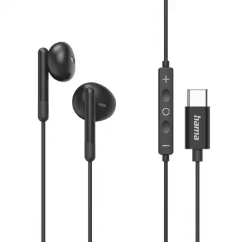 Hama Classy austiņas ar vadu Ievietojamās zvaniem/mūzikai USB-C melns