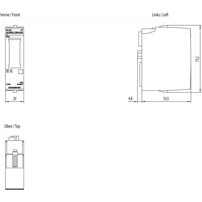 Siemens 6ES7132-6HD01-0BB1 strāvas adapteris iekštelpām Daudzkrāsains