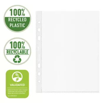 Esselte Recycle Pocket A5, 150 x 210 mm (A5), caurspīdīga, polipropilēns (PP), ainava/portrets, augšā, 0,07 mm