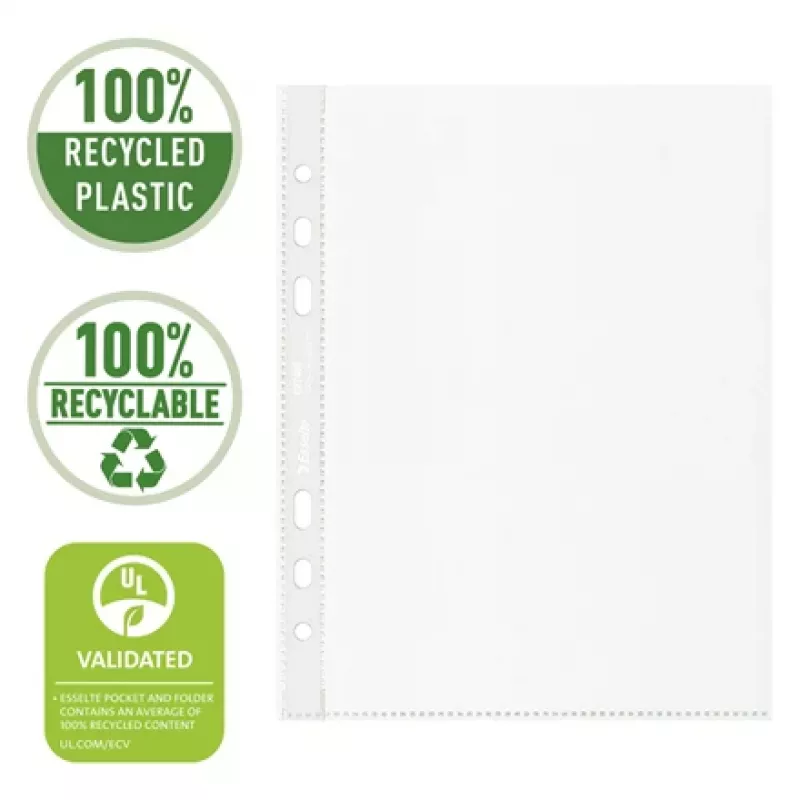 Esselte Recycle Pocket A5, 150 x 210 mm (A5), caurspīdīga, polipropilēns (PP), ainava/portrets, augšā, 0,07 mm