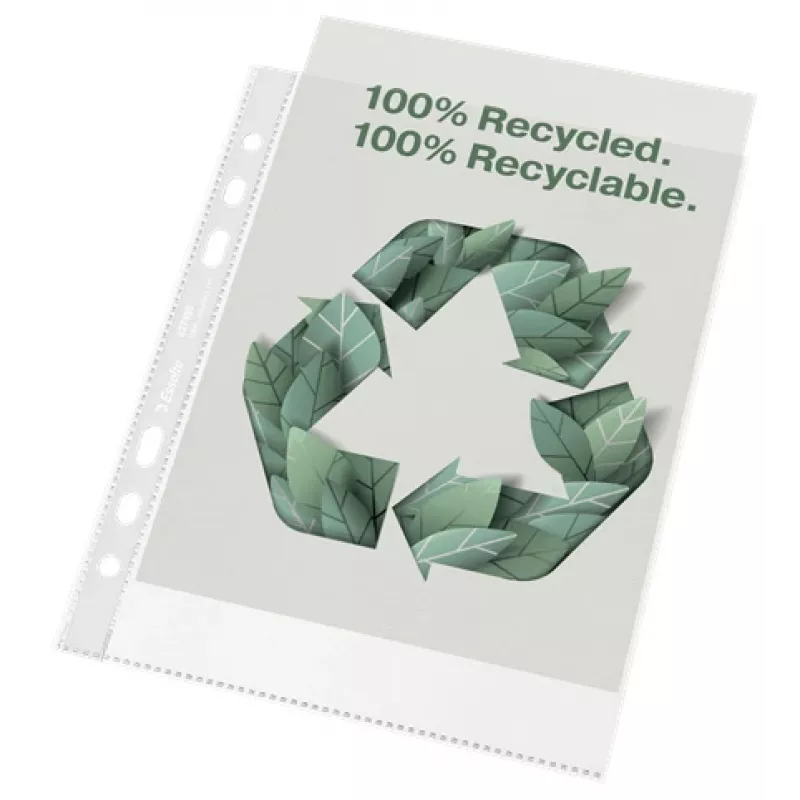 Esselte Recycle Pocket A5, 150 x 210 mm (A5), caurspīdīga, polipropilēns (PP), ainava/portrets, augšā, 0,07 mm