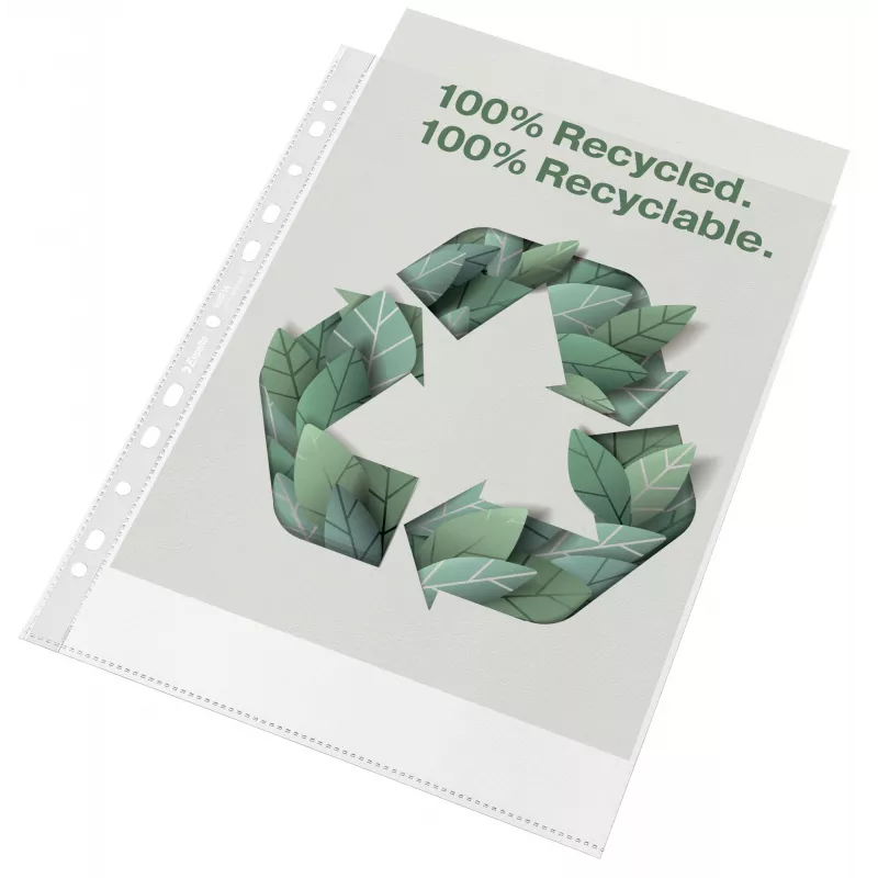 Esselte Recycle kabata A4, 210 x 297 mm (A4), Caurspīdīgs, Polipropilēns (PP), Portrets, Augšpusē, 0,07 mm