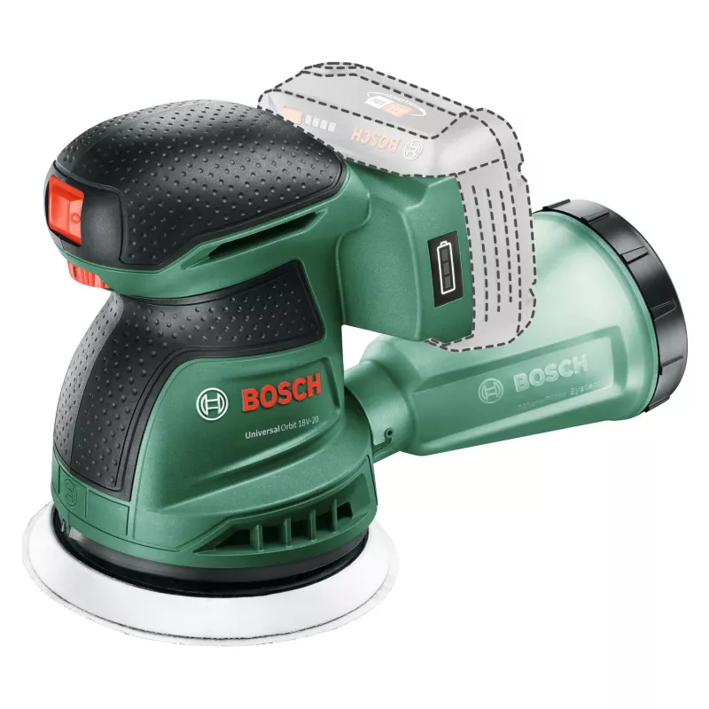 Bosch UniversalOrbit 18V-20 (Baretool), orbitālā slīpmašīna, orbitālā, zaļa, Vācija, akumulators, 18 V