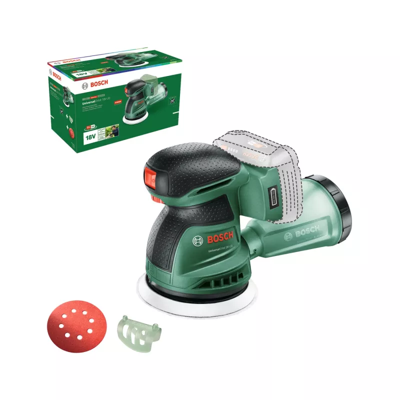 Bosch UniversalOrbit 18V-20 (Baretool), orbitālā slīpmašīna, orbitālā, zaļa, Vācija, akumulators, 18 V