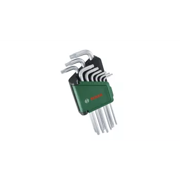 Bosch 1 600 A02 Z9C, L-veida Torx atslēgu komplekts, TX10, TX15, TX20, TX25, TX27, TX30, TX40, TX8, TX9, zaļa, sudraba, tērauds, plastmasa, 69 mm