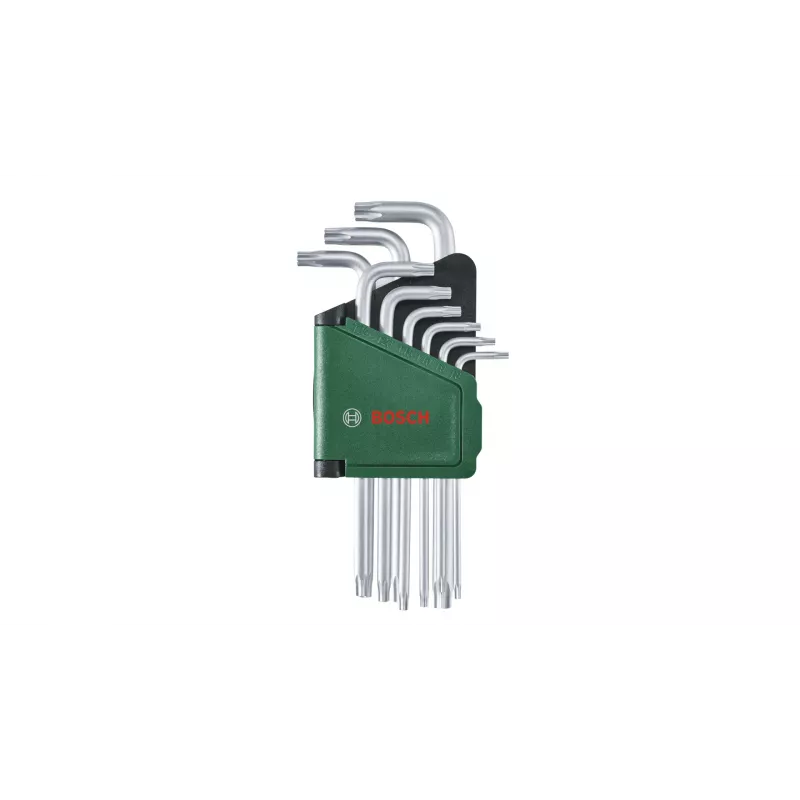 Bosch 1 600 A02 Z9C, L-veida Torx atslēgu komplekts, TX10, TX15, TX20, TX25, TX27, TX30, TX40, TX8, TX9, zaļa, sudraba, tērauds, plastmasa, 69 mm