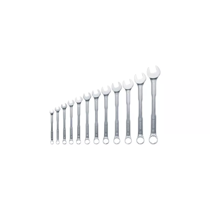 Bosch 1 600 A02 Z9D, 6,7,8,9,10,11,12,13,14,15,17,19 mm, nerūsējošais tērauds, hroma-vanādija tērauds, matēts, 12 gab.