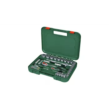Bosch 1600A02Z9G 1/2 + 1/4 sprūdrata un galatslēgas uzgaļu komplekts, 56 gab., zaļš