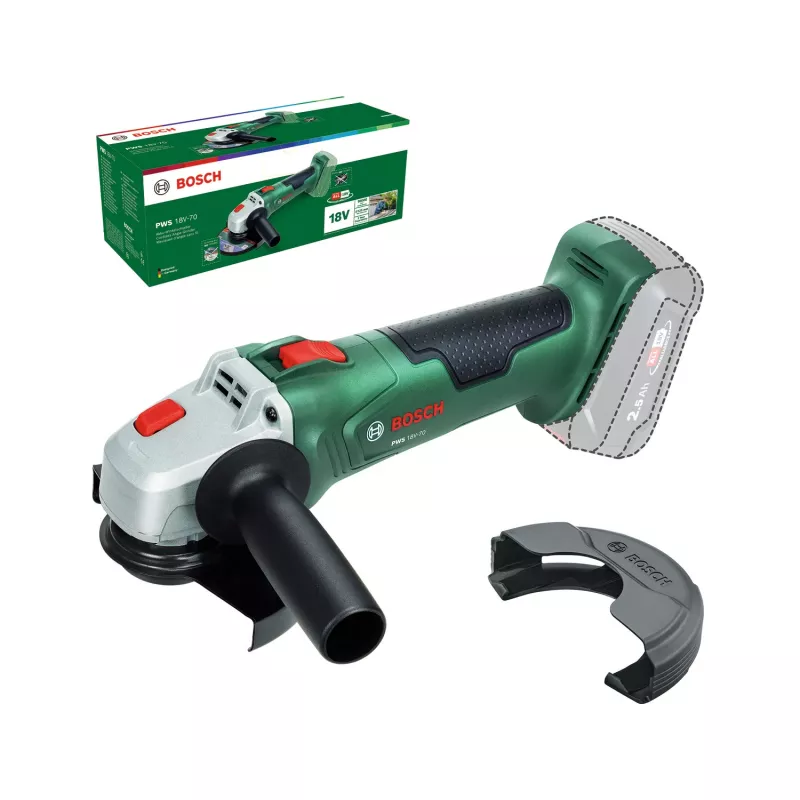 Bosch Angle Grinder PWS 18V-70 (Bare tool, 125mm, Carton), 10000 RPM, 12.5 cm, baterija, 2 kg