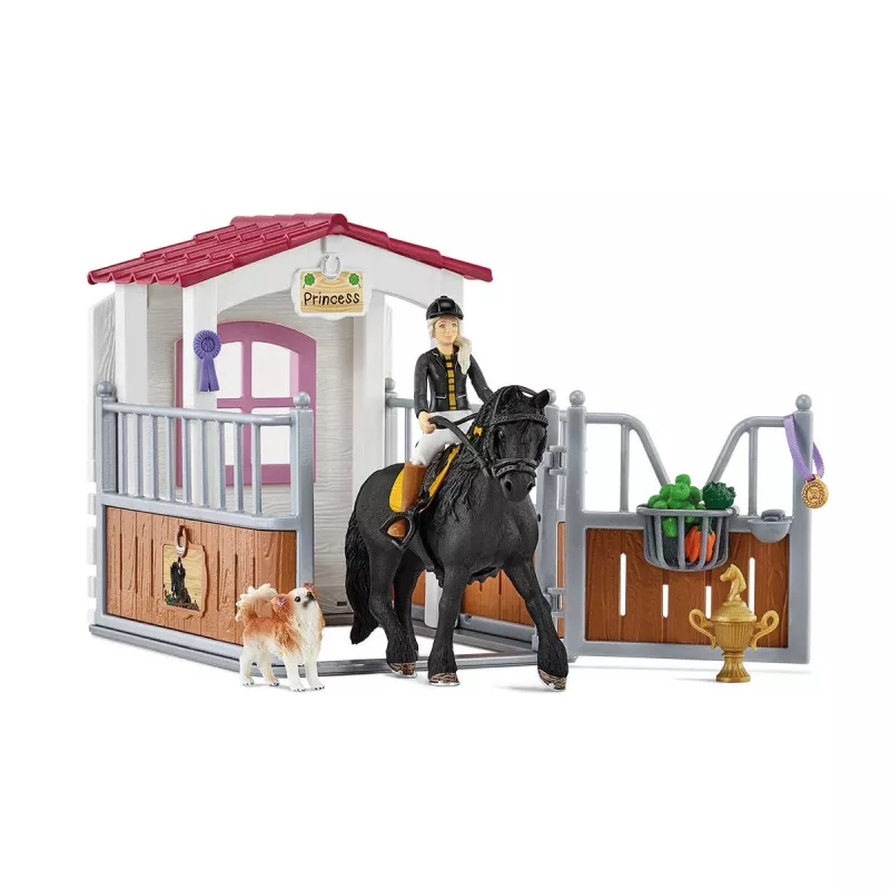 schleich HORSE CLUB Zirgu pārvadāšanas kaste ar Tori un Princesi, Zirgu stallis, Zirgi, 5 g., Daudzkrāsains, Plastmasa
