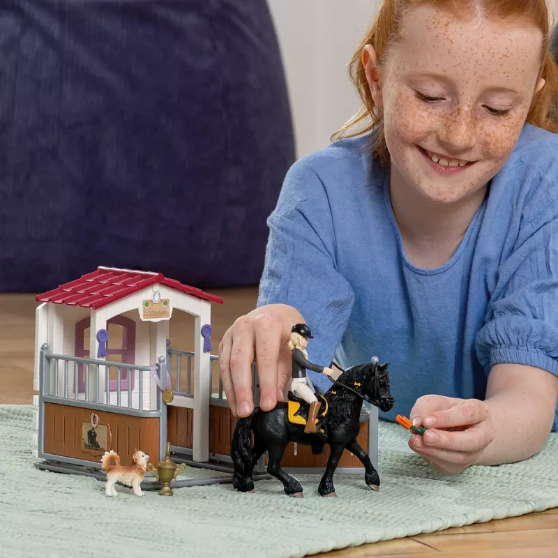 schleich HORSE CLUB Zirgu pārvadāšanas kaste ar Tori un Princesi, Zirgu stallis, Zirgi, 5 g., Daudzkrāsains, Plastmasa