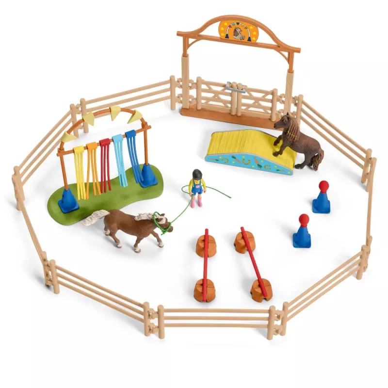 schleich Poniju veiklības treniņš, Veiklība, Lauku dzīvnieki / sētas rotaļlietas, 3 g., Daudzkrāsains, Plastmasa