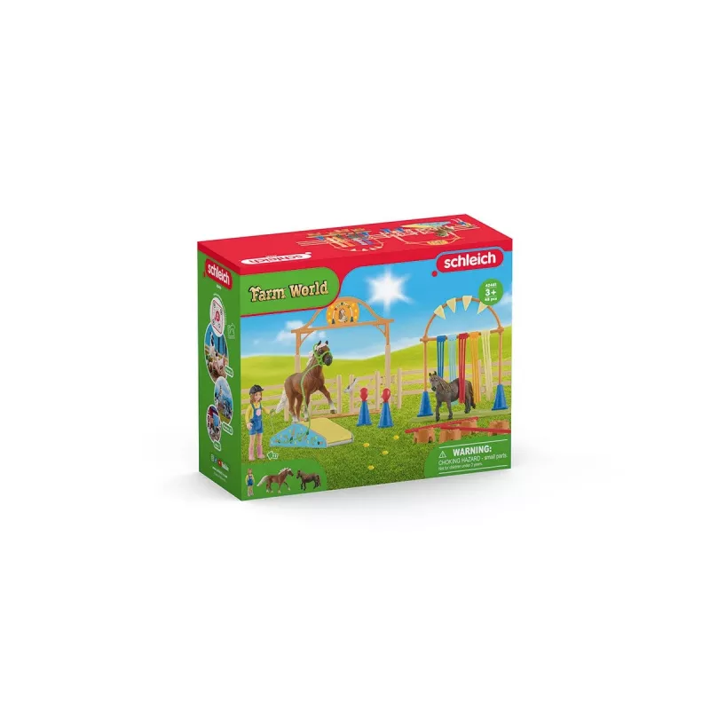 schleich Poniju veiklības treniņš, Veiklība, Lauku dzīvnieki / sētas rotaļlietas, 3 g., Daudzkrāsains, Plastmasa