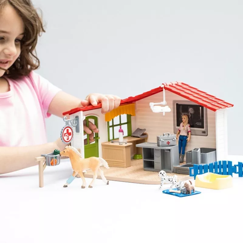 schleich Veterinārārsta prakse ar mājdzīvniekiem, Lauku sēta, Lauku dzīvnieki / lauku rotaļlietas, 3 gadi, Daudzkrāsains