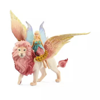 Schleich BAYALA figūriņa “Feja lidojumā ar spārnoto lauvu”