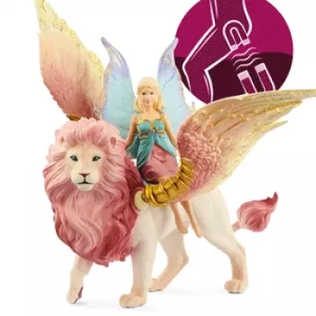 Schleich BAYALA figūriņa “Feja lidojumā ar spārnoto lauvu”
