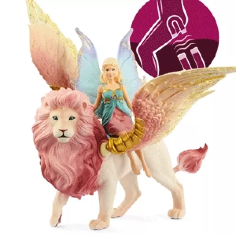 Schleich BAYALA figūriņa “Feja lidojumā ar spārnoto lauvu”