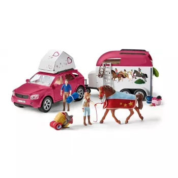 schleich HORSE CLUB Horse Adventures ar Car and Trailer, Action/Adventure, Camping, Horses, 5 yr(s), Multicolour, Plastic
