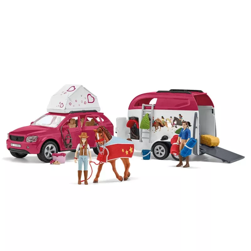 schleich HORSE CLUB Horse Adventures ar Car and Trailer, Action/Adventure, Camping, Horses, 5 yr(s), Multicolour, Plastic